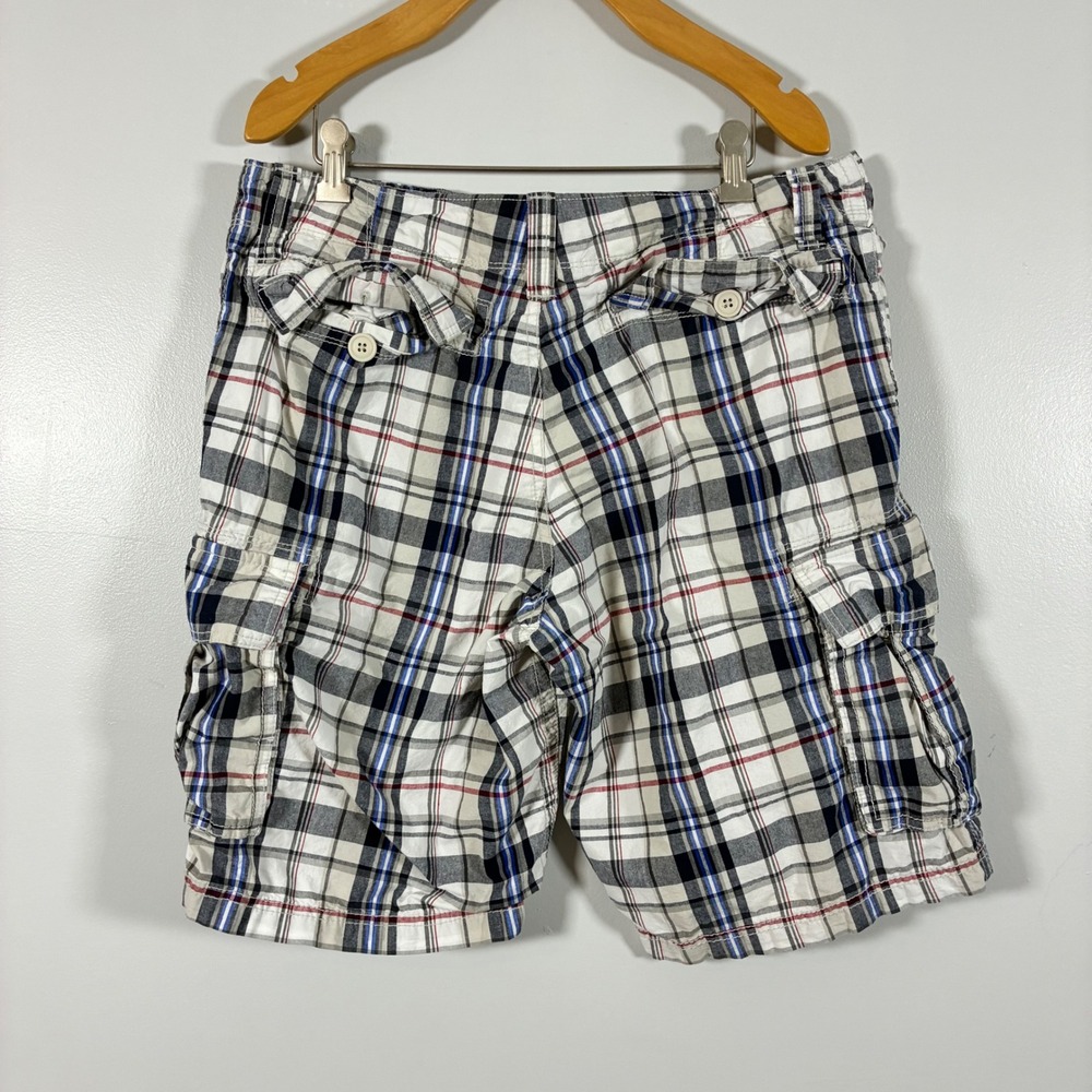 Old Navy Cargo Shorts Mens 33 Plaid Loose Fit Cotton Utility Pockets Gorp Preppy